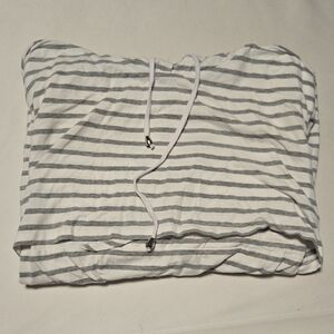 Striped Long Sleeve Top - Gray and White